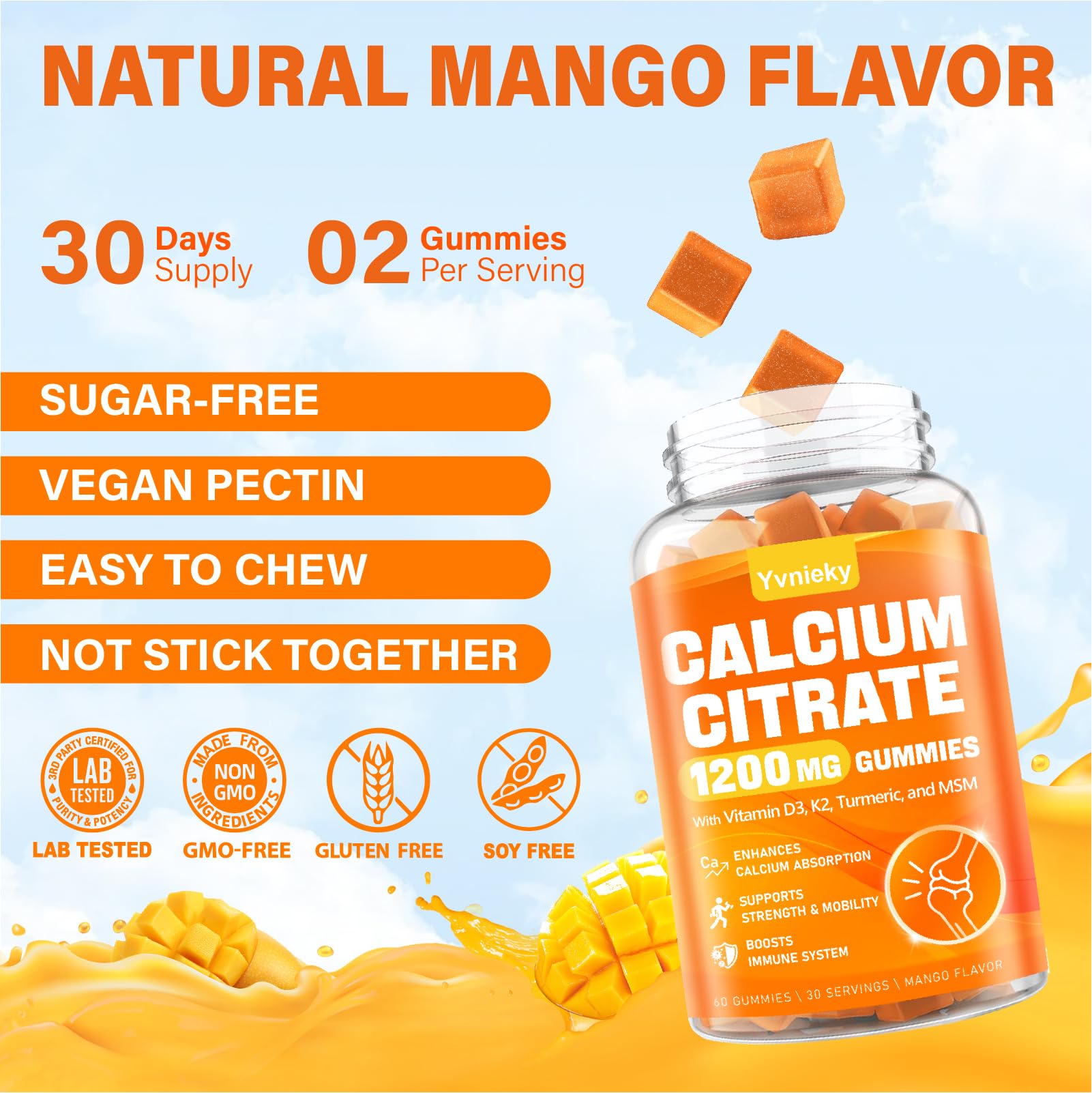 GMP-certified calcium gummies with immune support