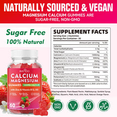 Ingredient highlights for Calcium Gummies 1000mg with D3, K2, B-Complex