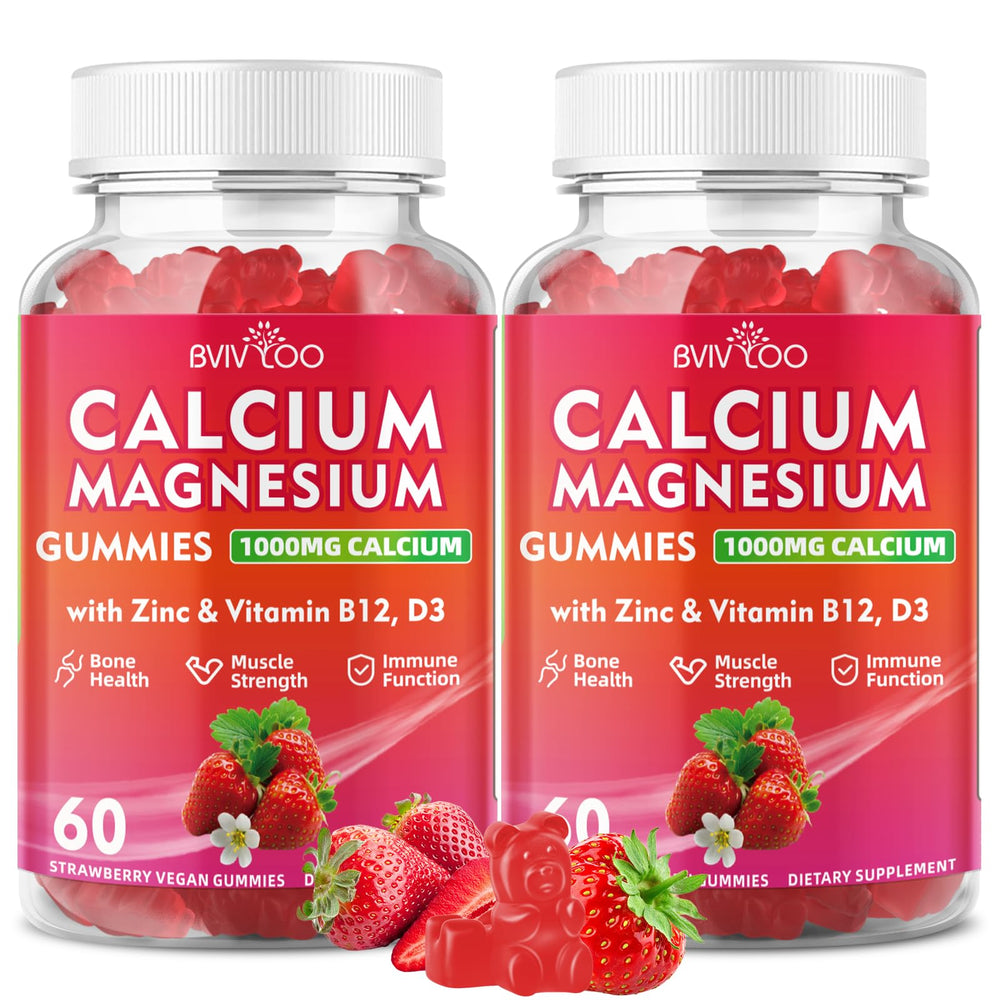 Calcium Gummies 1000mg with Vitamin D3, K2, and B-Complex – Strawberry flavor (main image)