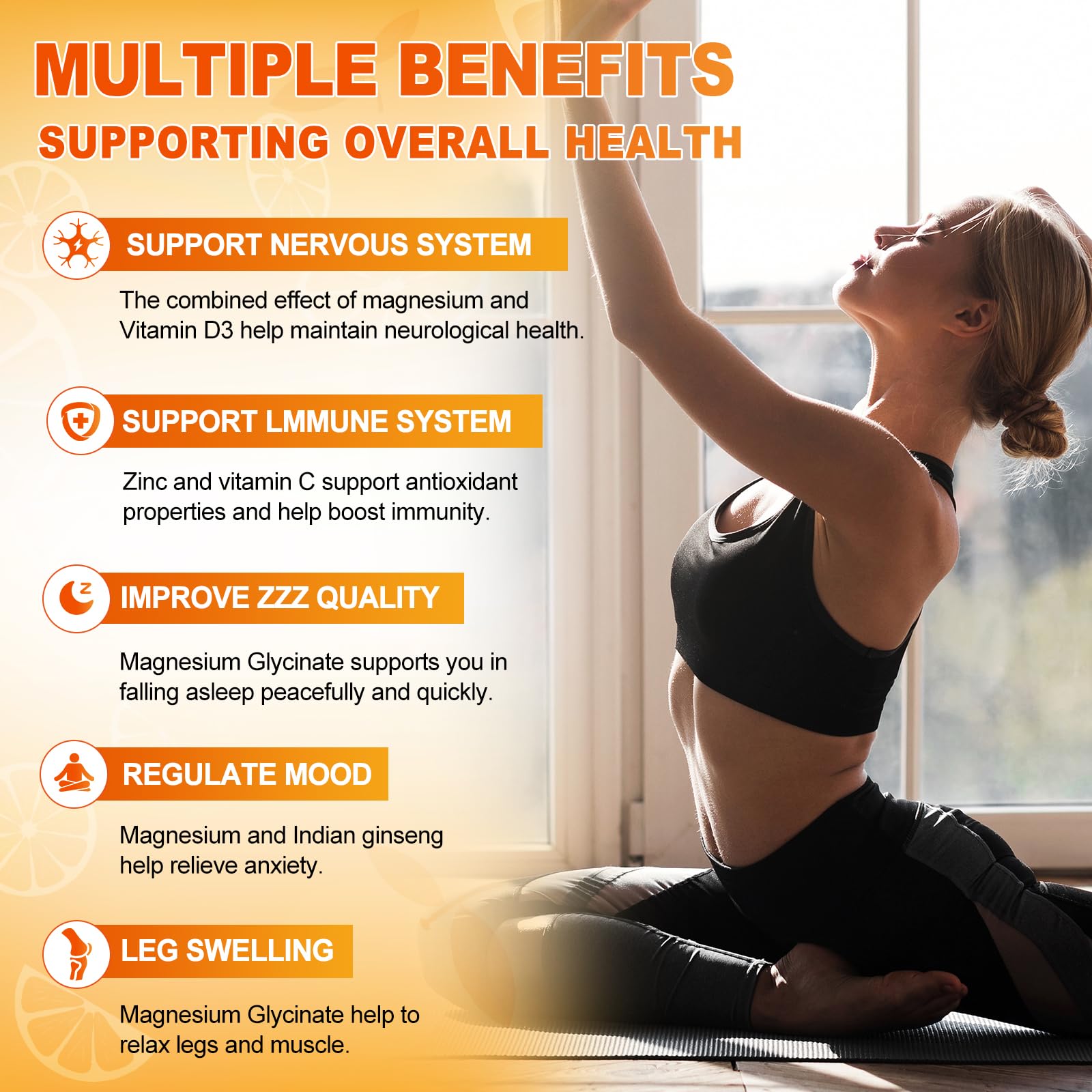 Orange flavored sugar-free Calcium Magnesium Zinc gummies