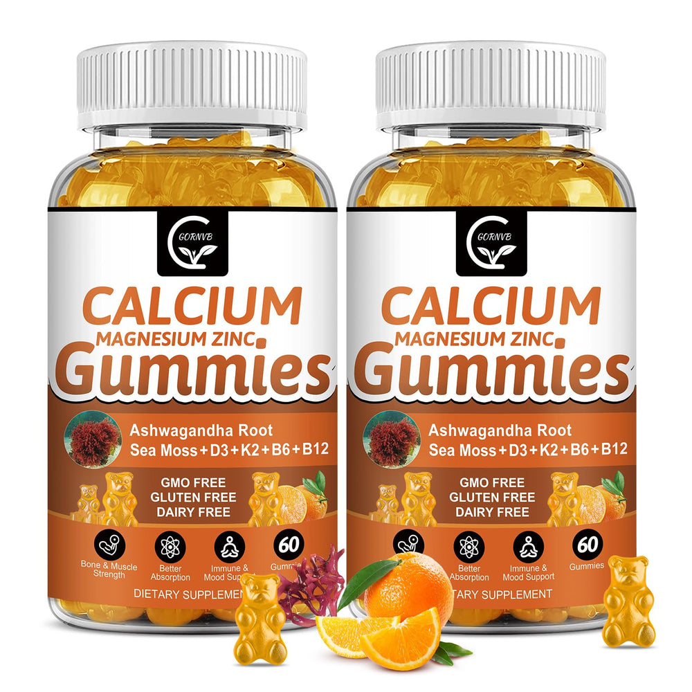 2-pack box of 1200mg calcium gummies with D3 K2 B6 B12