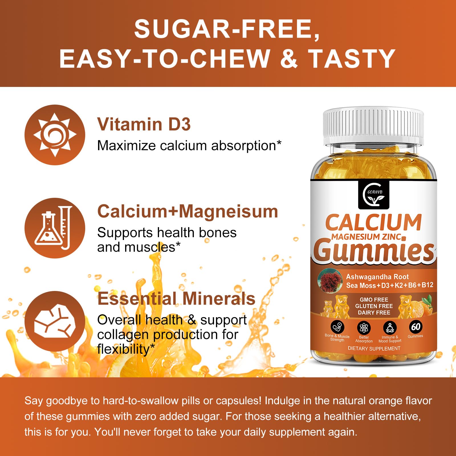 Plant complex calcium gummies with potassium and magnesium