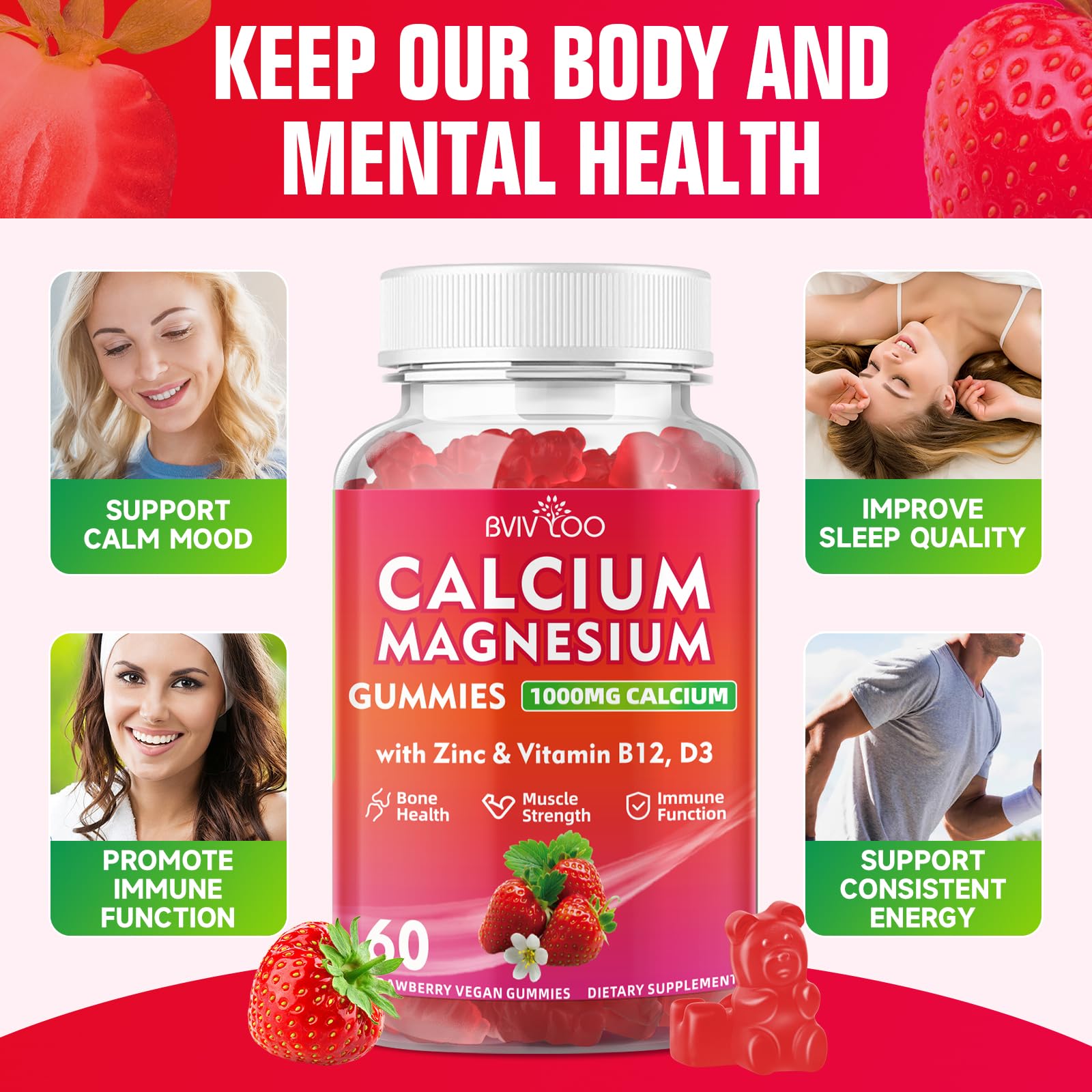 Bone density and strength support from Calcium Citrate in gummies