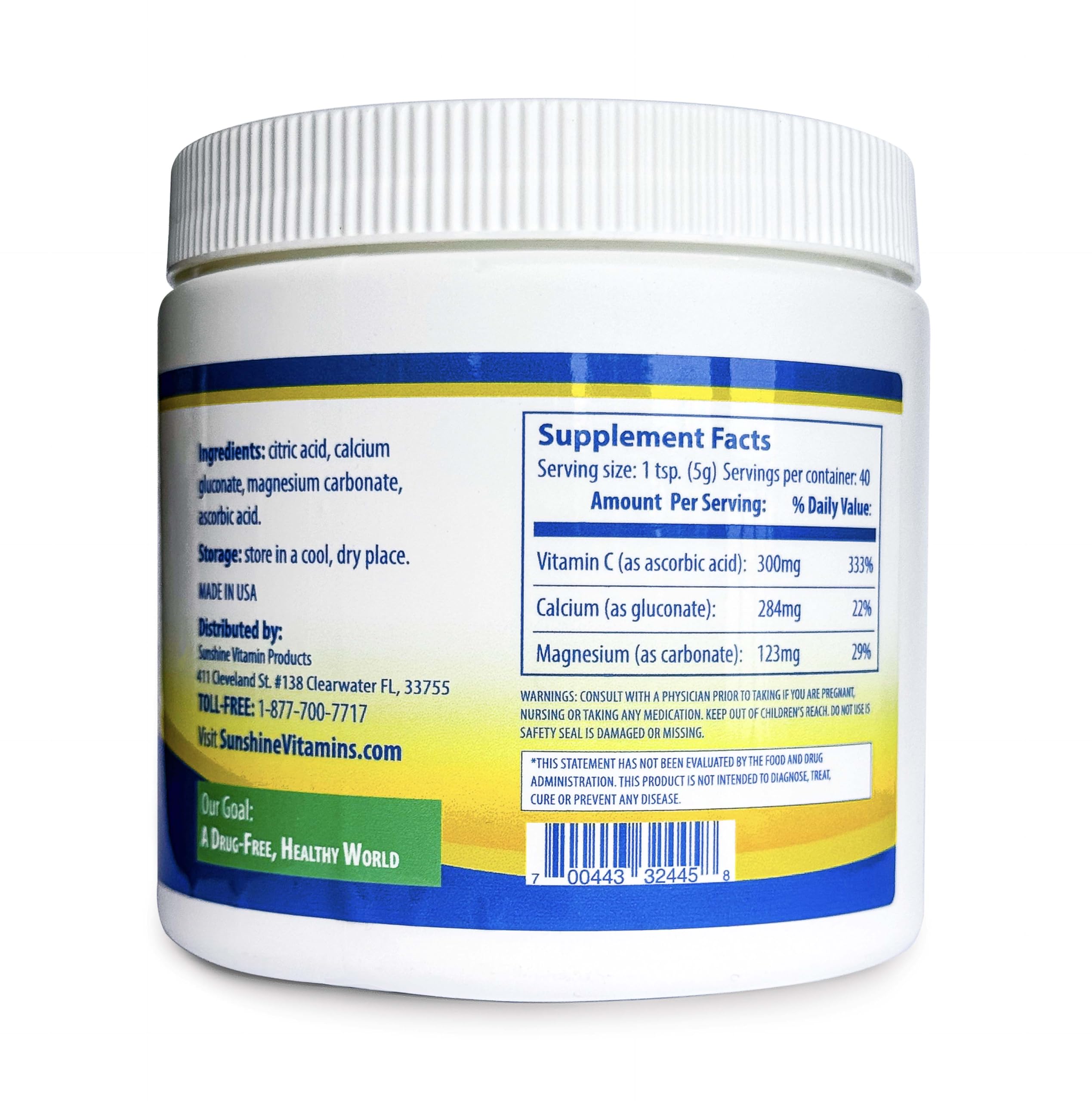 Illustration of calcium, magnesium and vitamin C powder