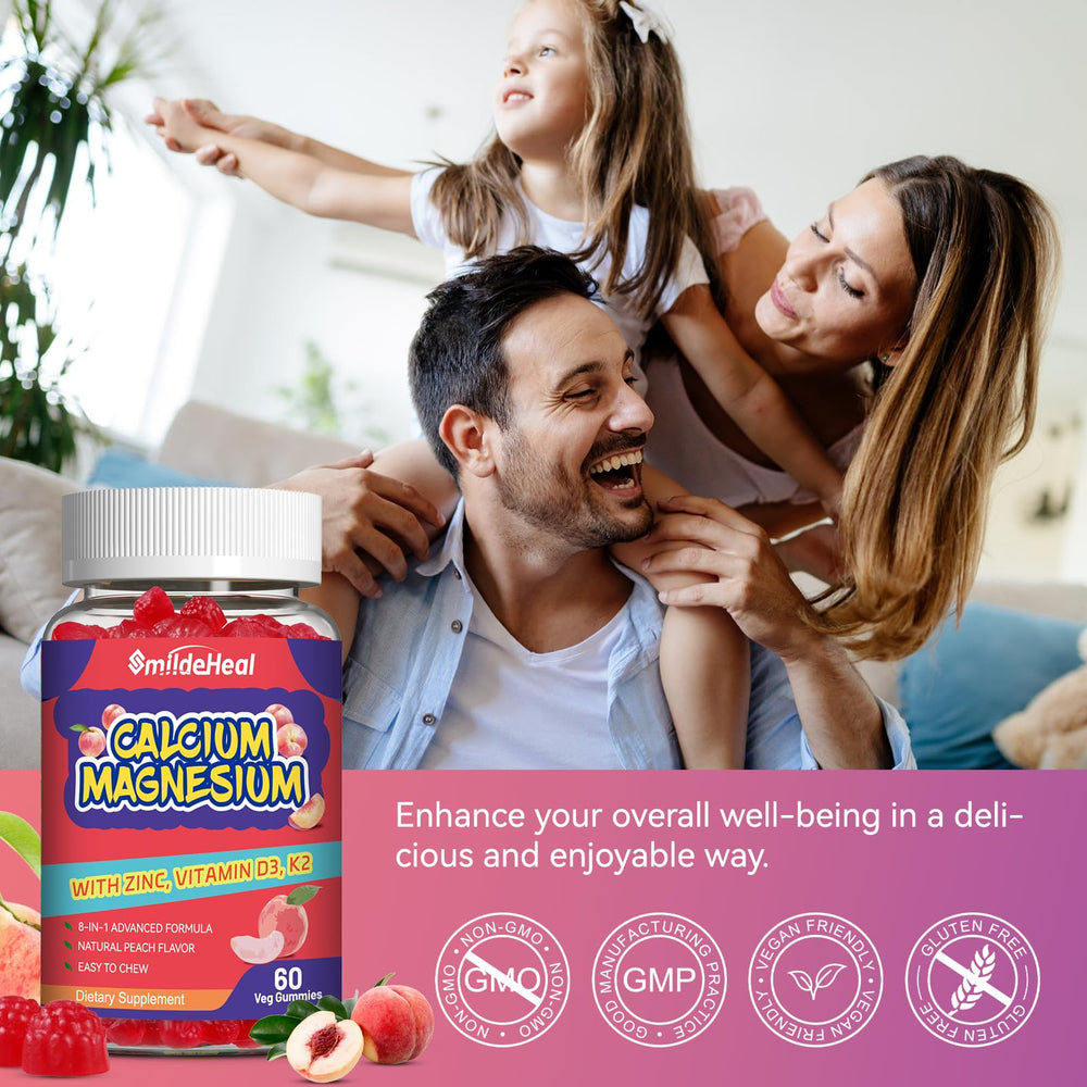 Calcium magnesium vitamin D3 gummy supplement bottle