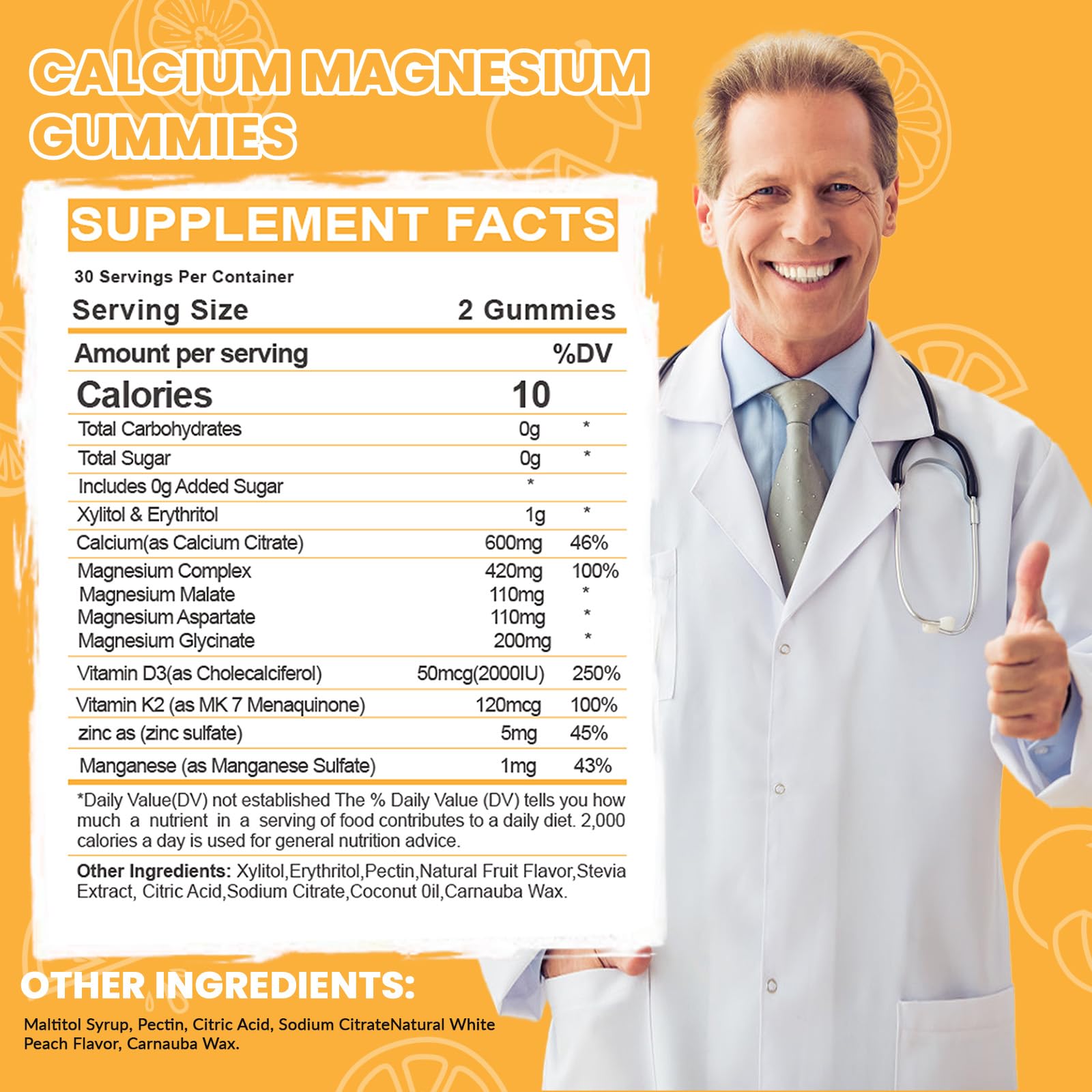 Close-up of vegan calcium magnesium gummies