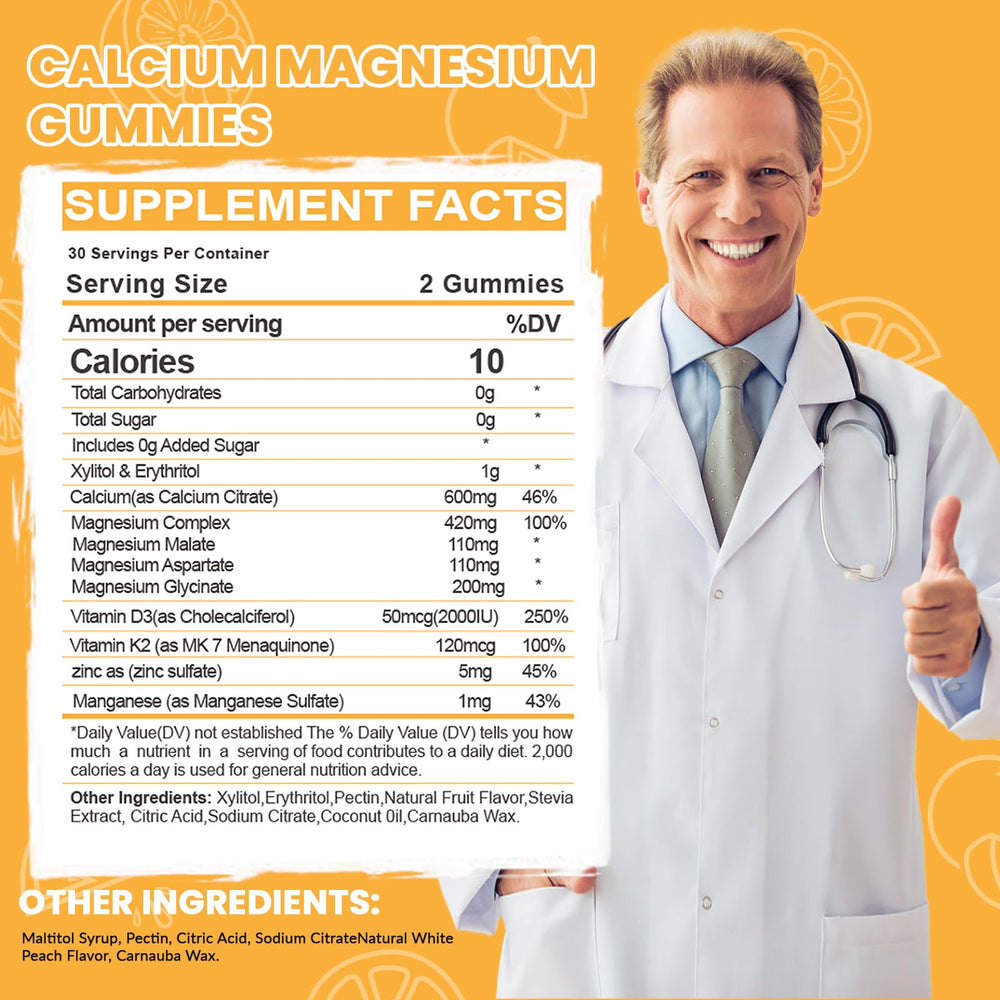 Close-up of vegan calcium magnesium gummies