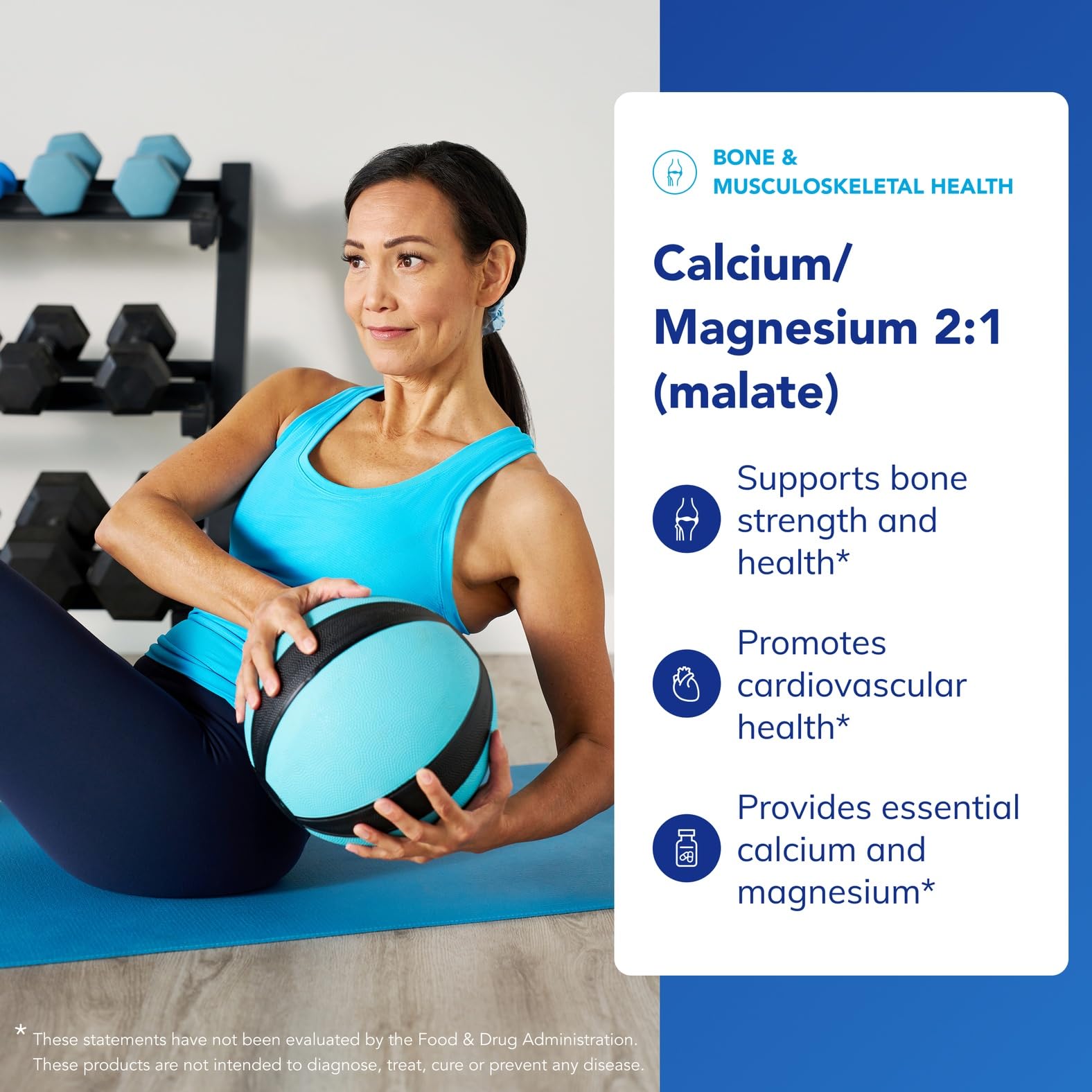 Close-up of calcium and magnesium malate capsules