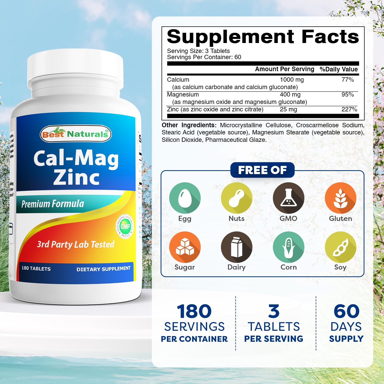 Calcium Magnesium Zinc 360 tablets serving image