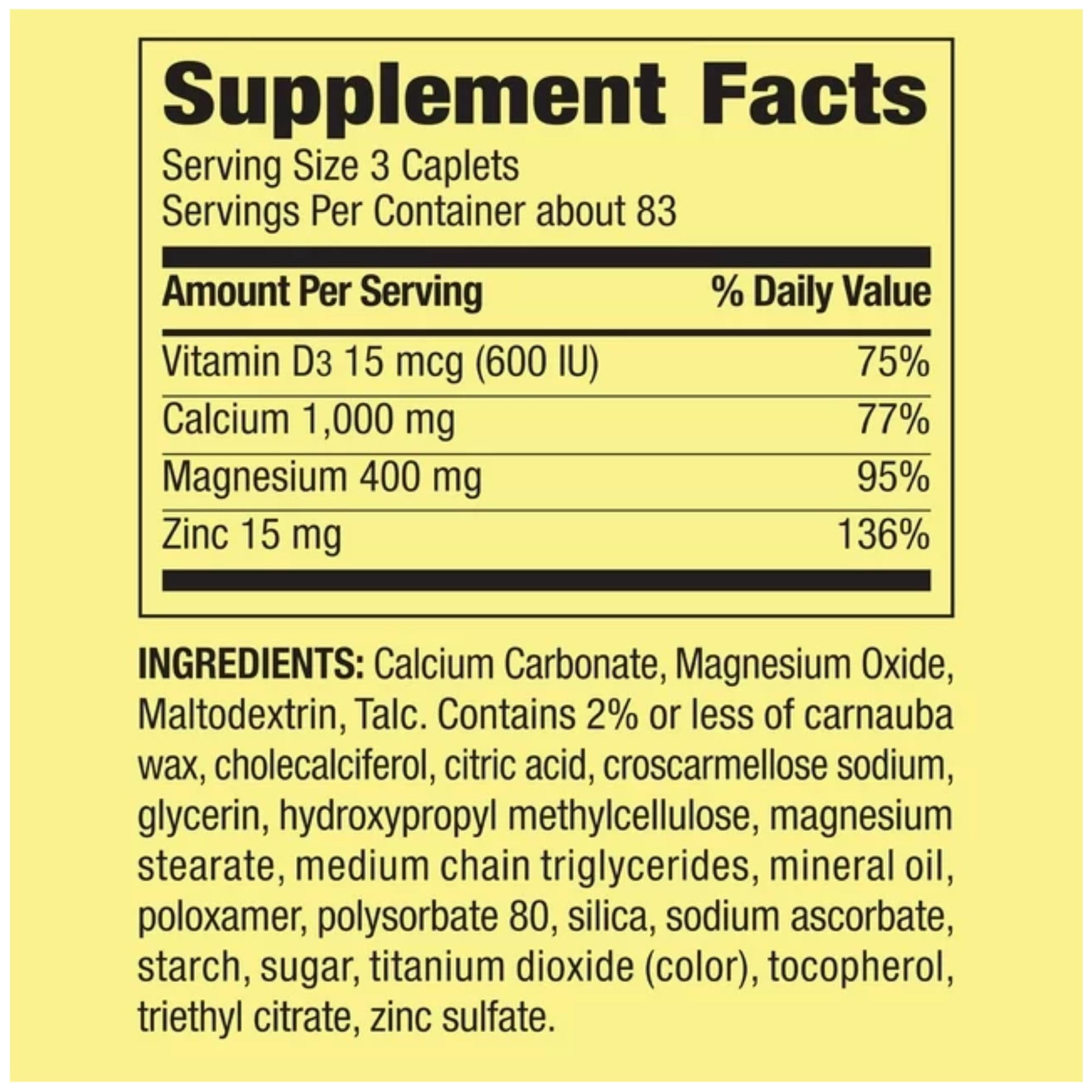 Three caplets per day dosage graphic