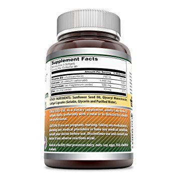 Supplement facts panel for Calcium Magnesium Zinc D3 Softgels