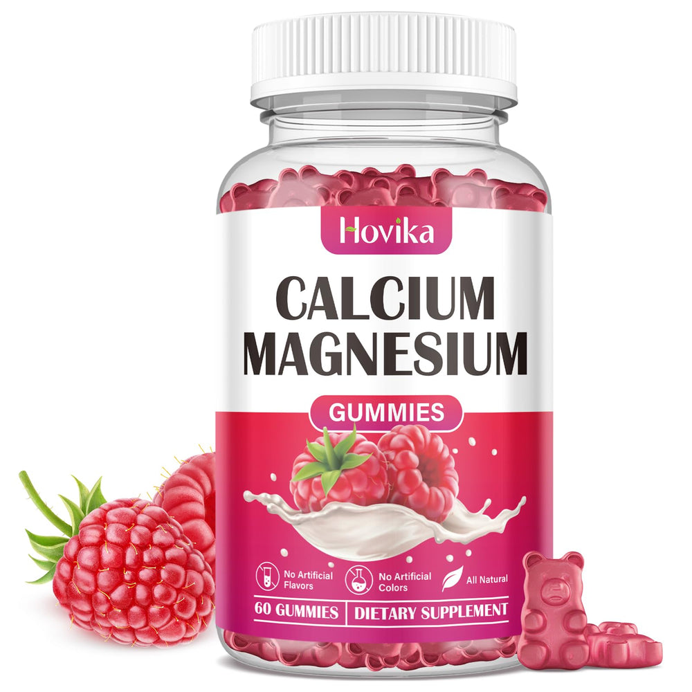 Bottle of Calcium Magnesium Zinc Gummies with raspberry flavor