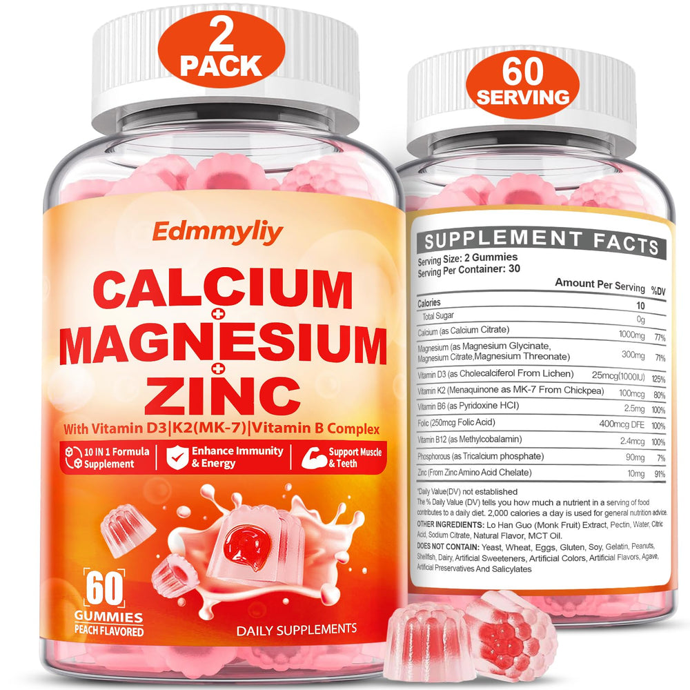 Calcium Magnesium Zinc gummies with 1000mg calcium citrate per serving
