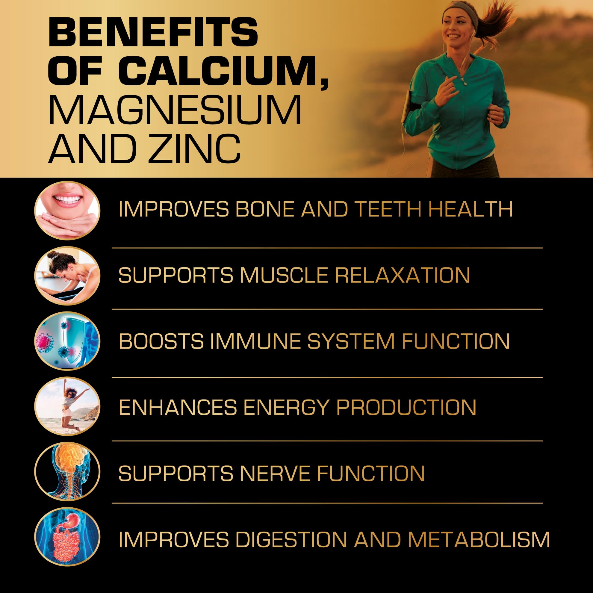 Nutrition info: 600 mg calcium, 300 mg magnesium, 7.5 mg zinc per serving