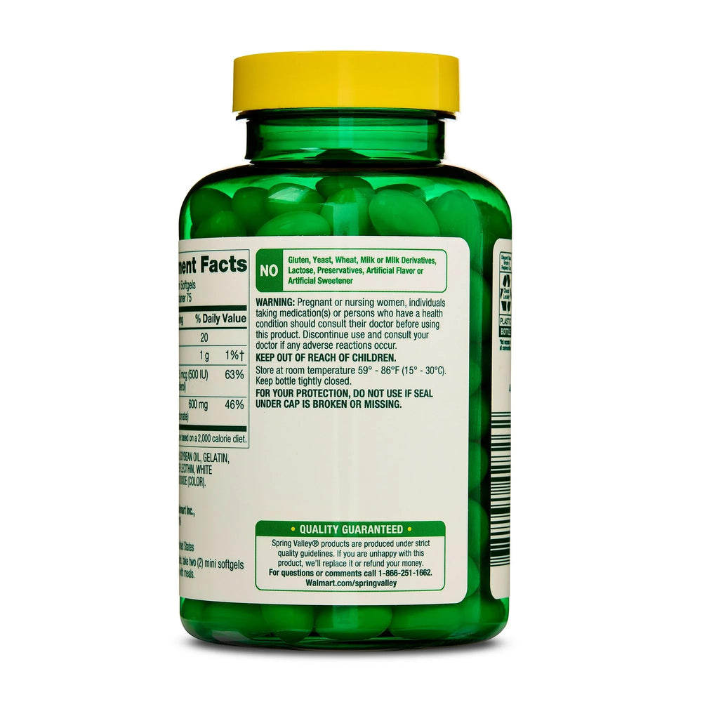 Close-up of easy-to-swallow mini softgels