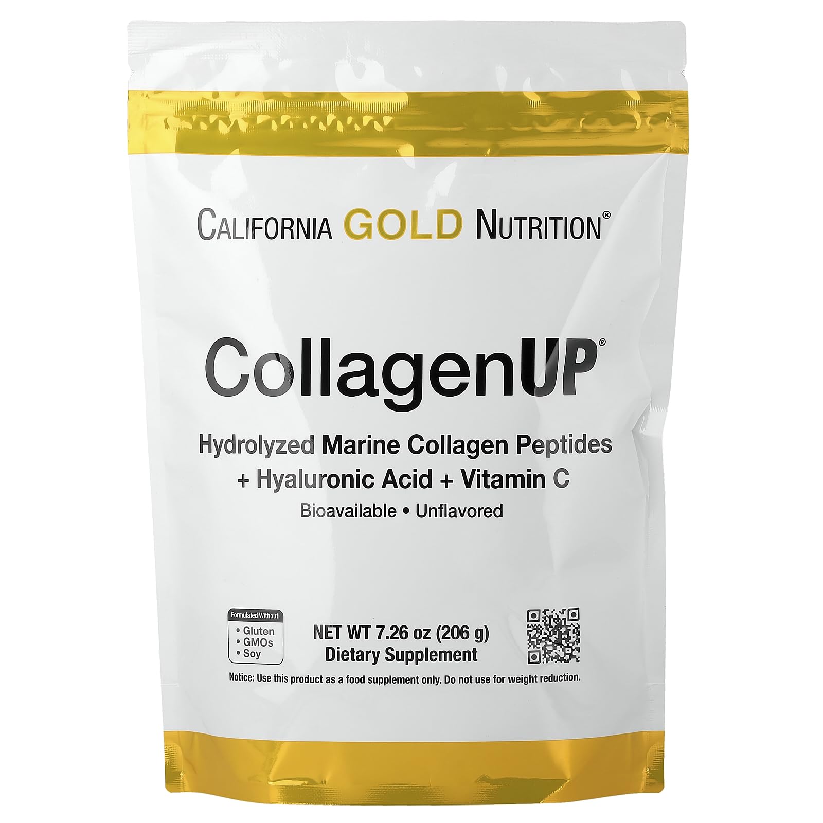 California Gold Nutrition CollagenUP unflavored hydrolyzed marine collagen bottle 7.26 oz