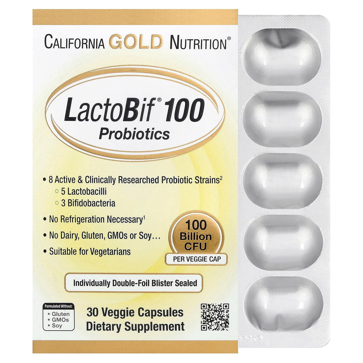California Gold Nutrition LactoBif Probiotics bottle – front view