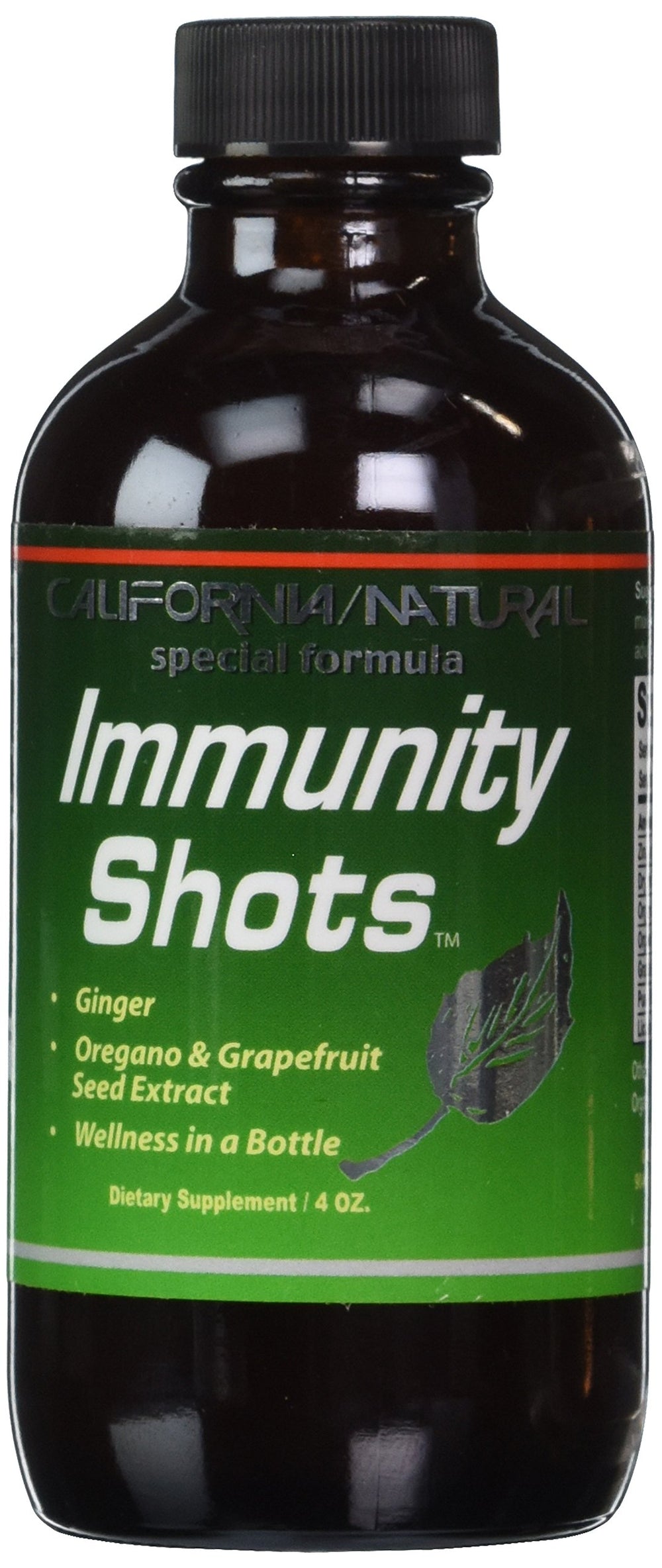Front view of California Natural Immunity Shots 4oz bottle