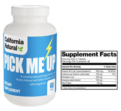 California Natural Pick Me Up Vitamin bottle displaying label