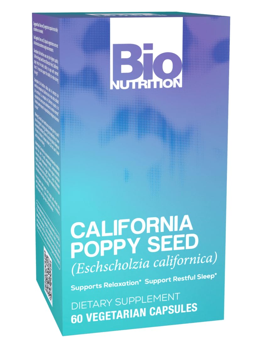 Front view of Bio Nutrition California Poppy 60 vegetarian capsules
