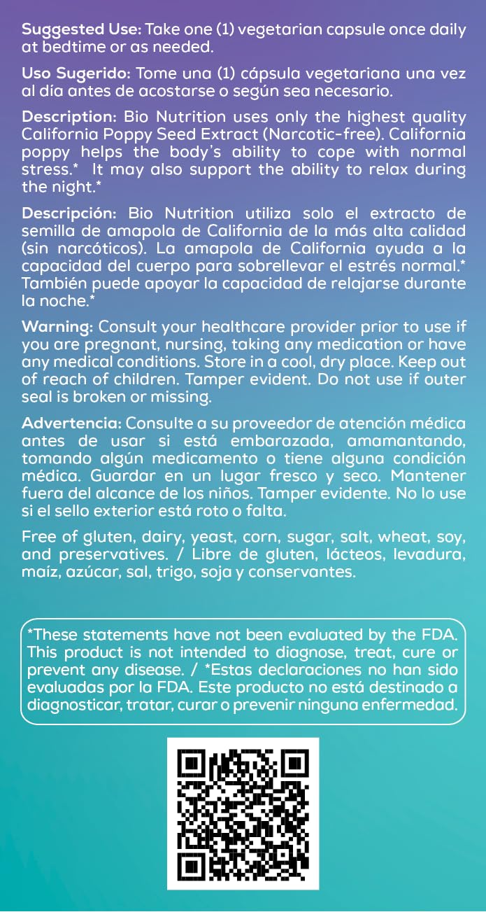 California Poppy capsules for calm sleep and mood support