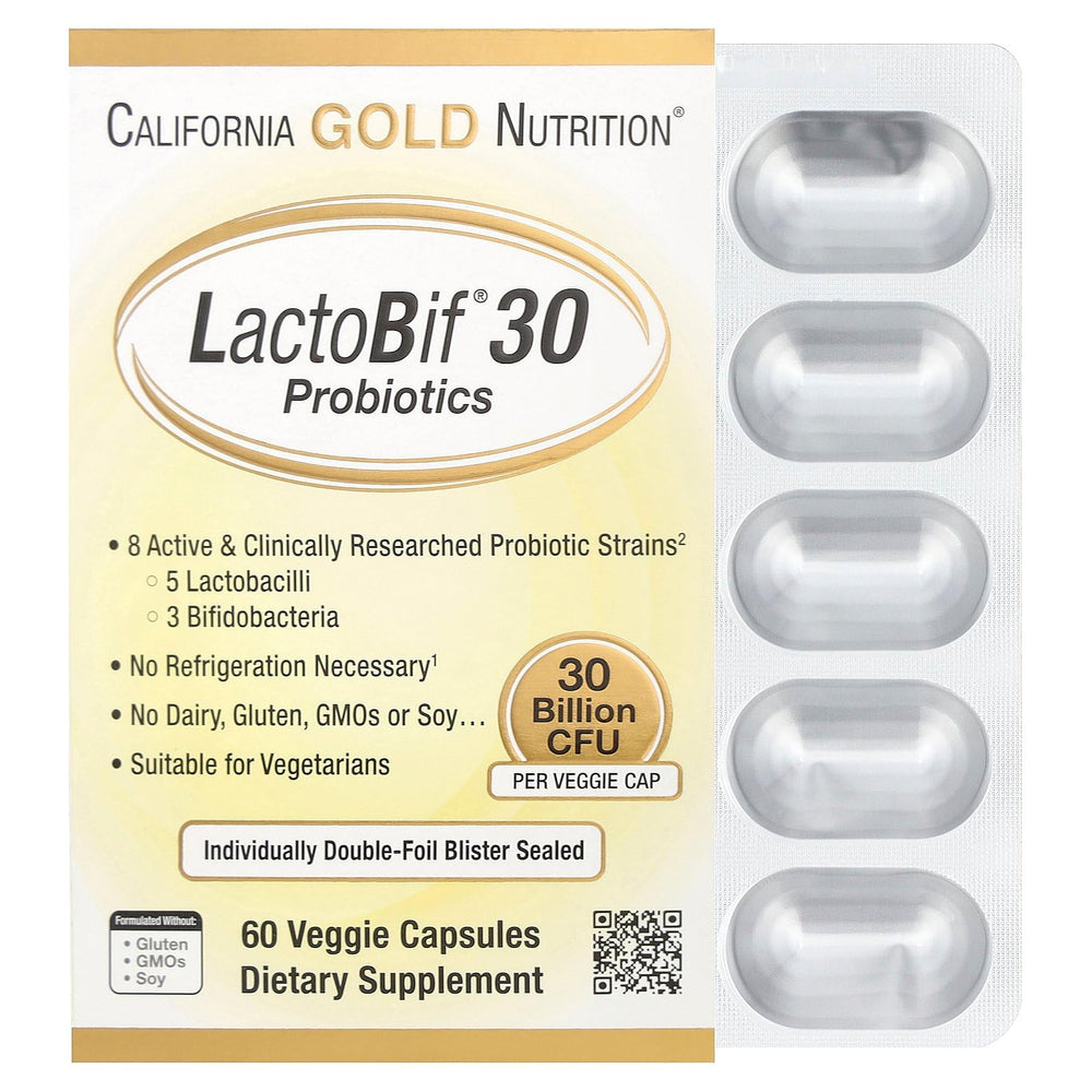 California Gold Nutrition LactoBif Probiotics bottle with 60 veggie capsules