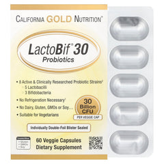 California Gold Nutrition LactoBif Probiotics bottle with 60 veggie capsules