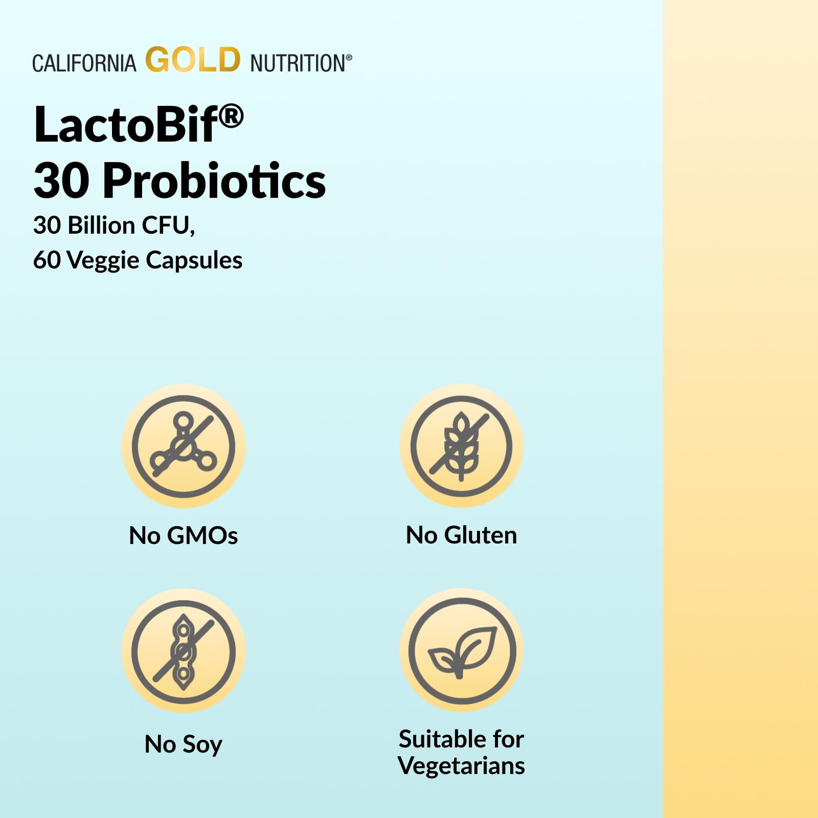 Supplement facts and ingredients label for LactoBif Probiotics