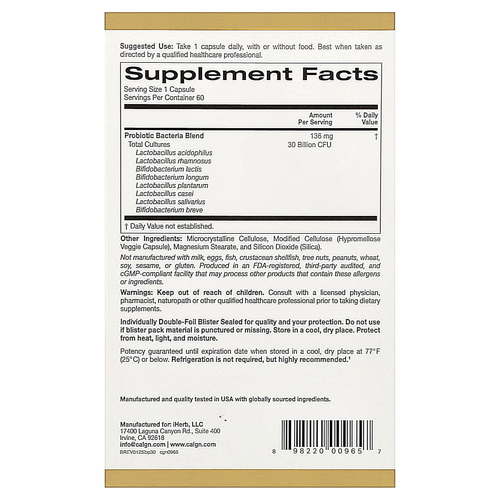 Packaging image for California Gold Nutrition LactoBif Probiotics