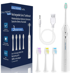 White CALLYSONIC sonic rechargeable toothbrush - front view