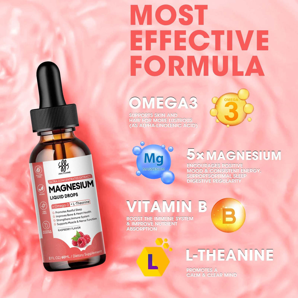 Raspberry-flavored sugar-free magnesium liquid drops
