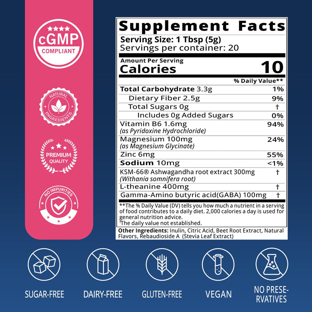 Open packaging of Calm Magnesium Powder Drink Mix