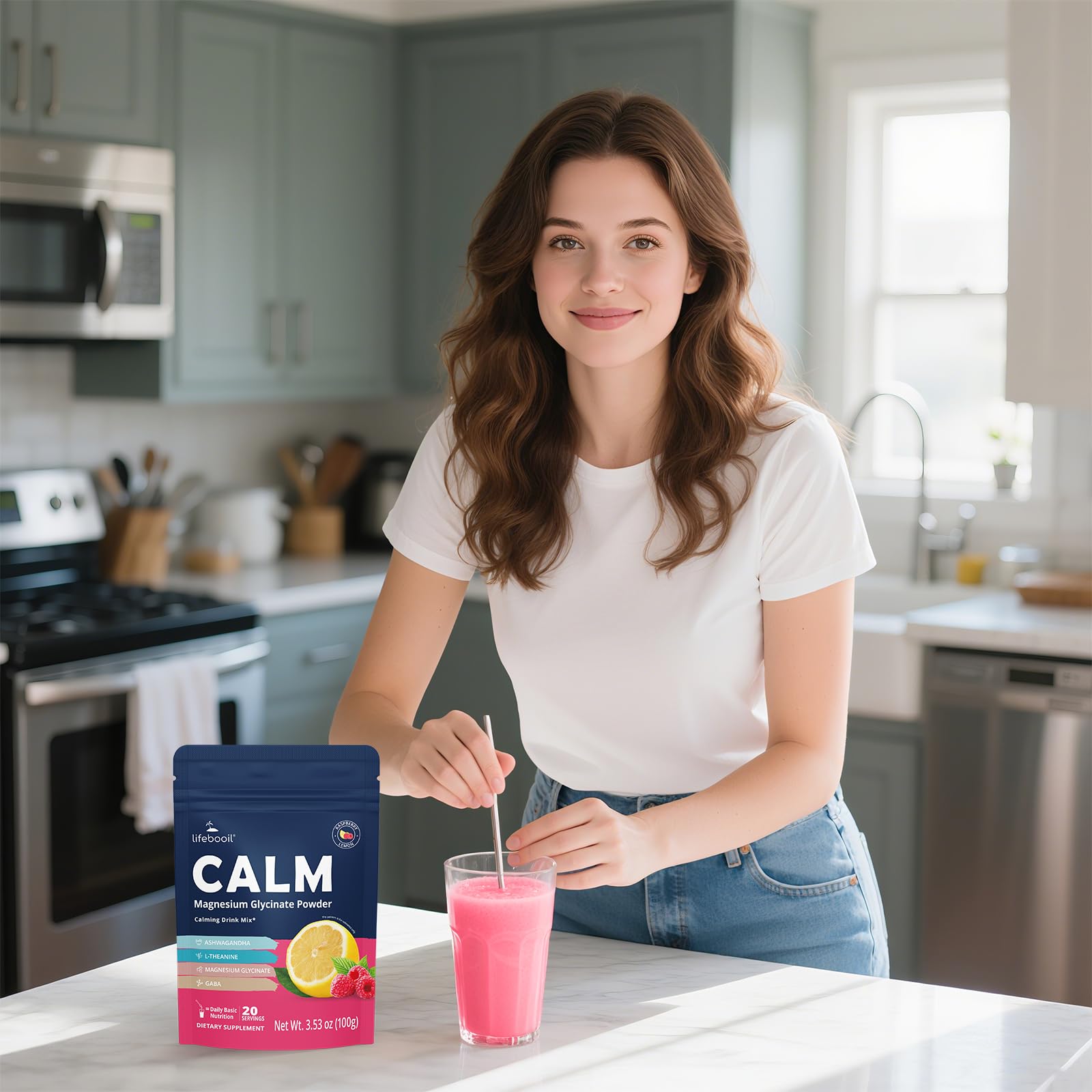 Supplement facts label for Calm Magnesium Powder Drink Mix