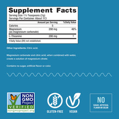CALM Mind powder dissolving in water to form a fizzy drink