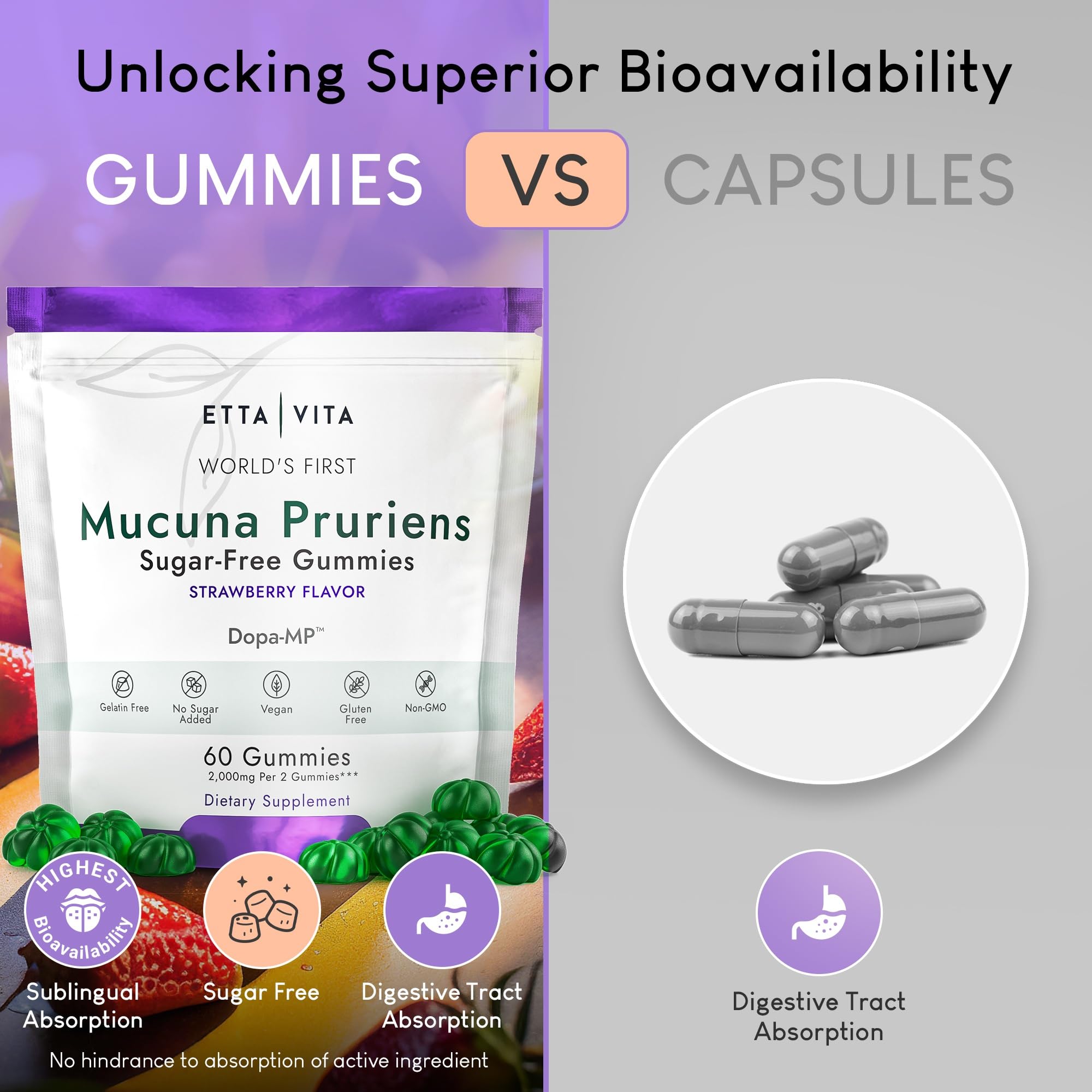 Concept image of calm mood and motivation with gummies