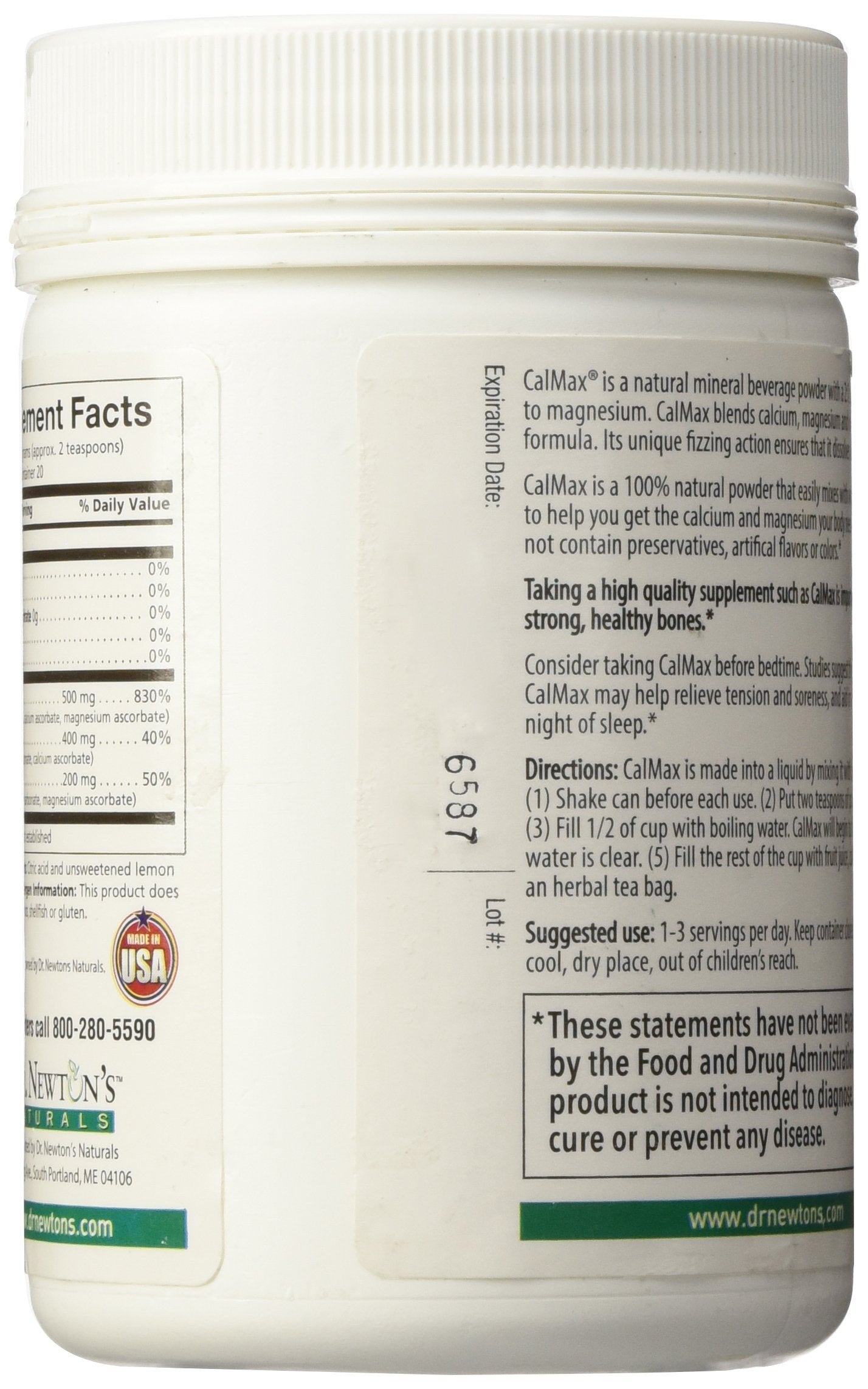 CalMax ingredients featuring calcium, magnesium, and vitamin C