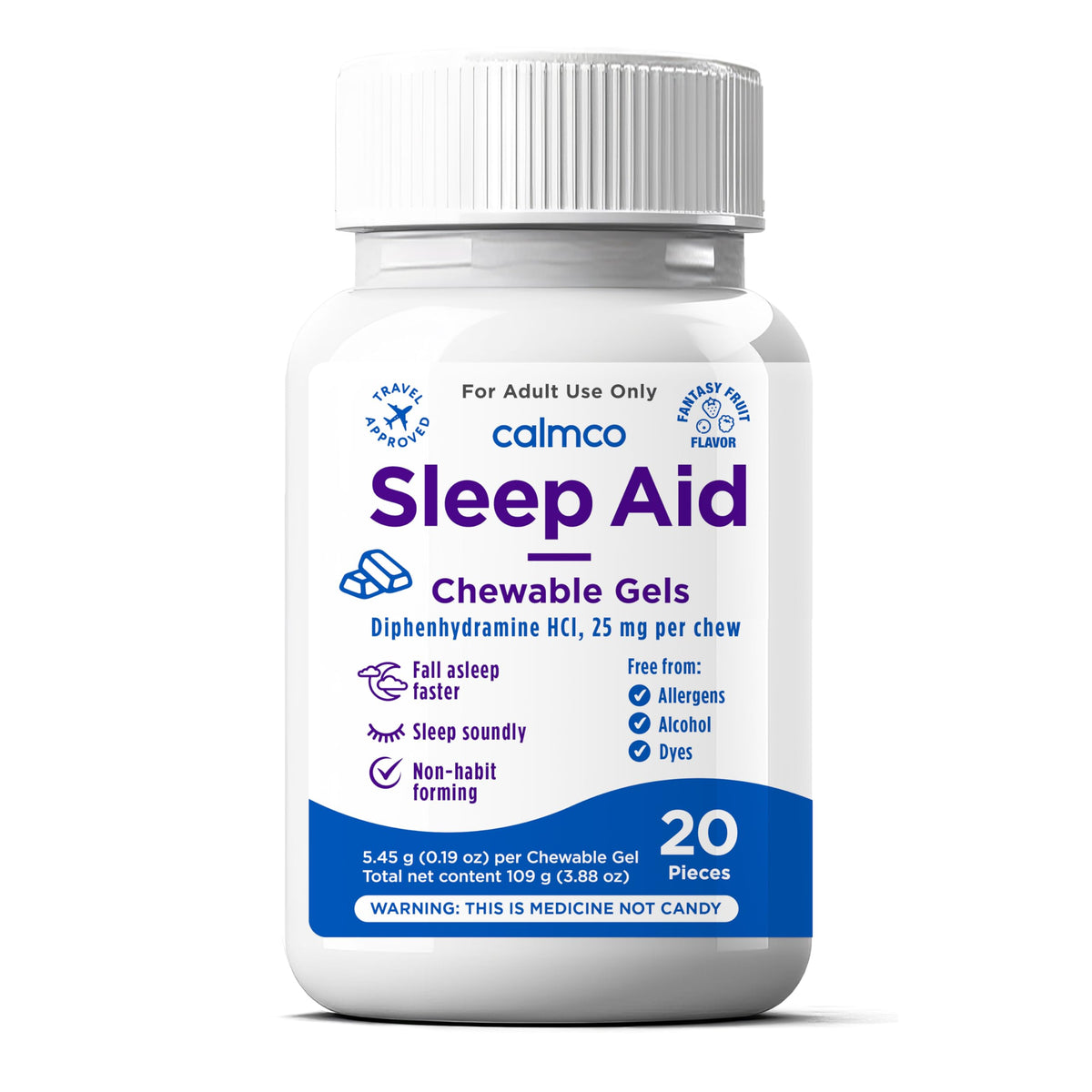 CalmCo Sleep Aid Gummy Bites 20-count front view