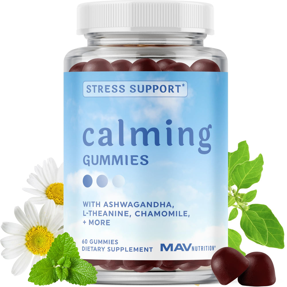 Front view of Calming Ashwagandha Gummies for Teens bottle with raspberry flavor