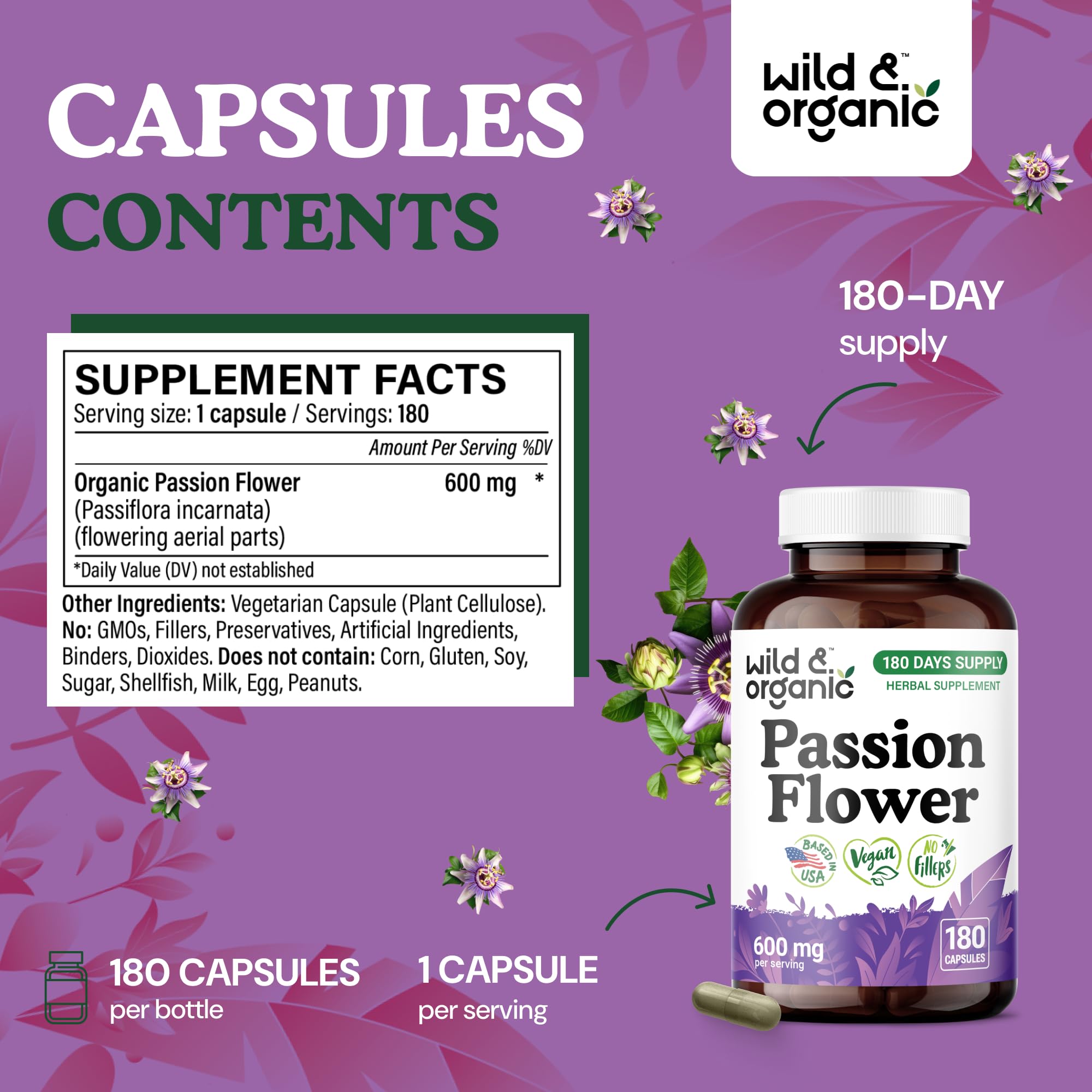 Calming mood support Passiflora incarnata capsules image