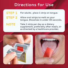 Close-up of Calmour B12 mint dissolvable strip