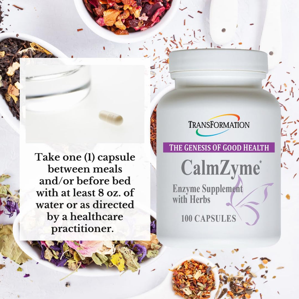 CalmZyme herbal blend ingredients including valerian root and hops