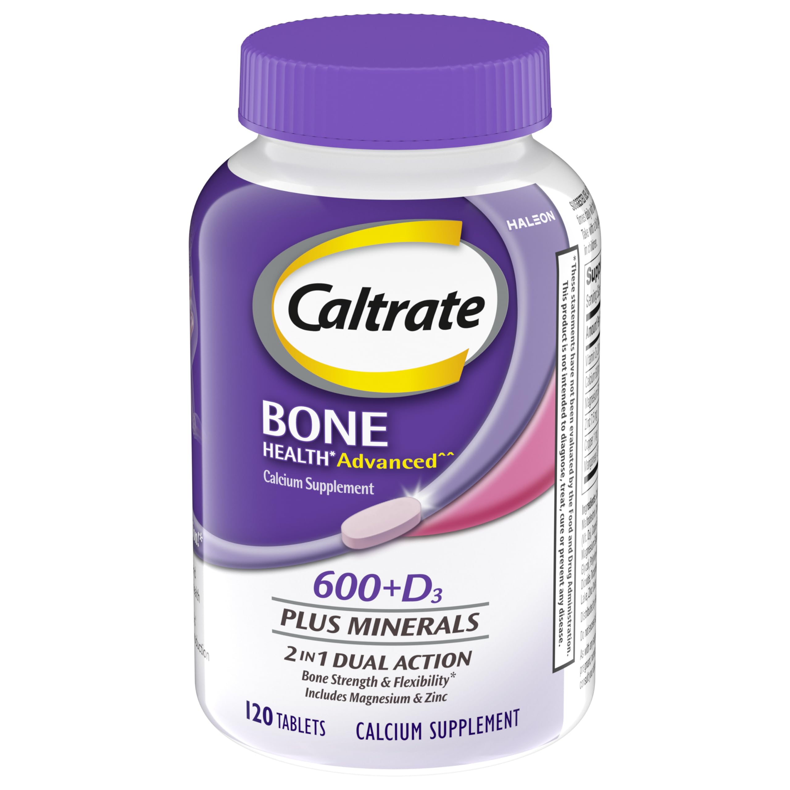 Front view of Caltrate 600 Plus D3 Plus Minerals bottle