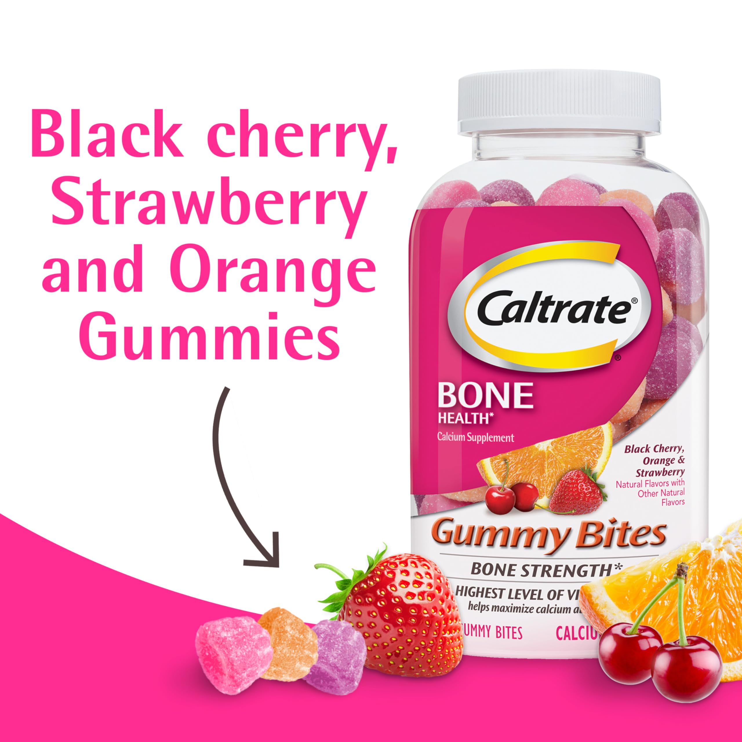 Bottle of Caltrate Gummy Bites with Strawberry flavor (50 count)