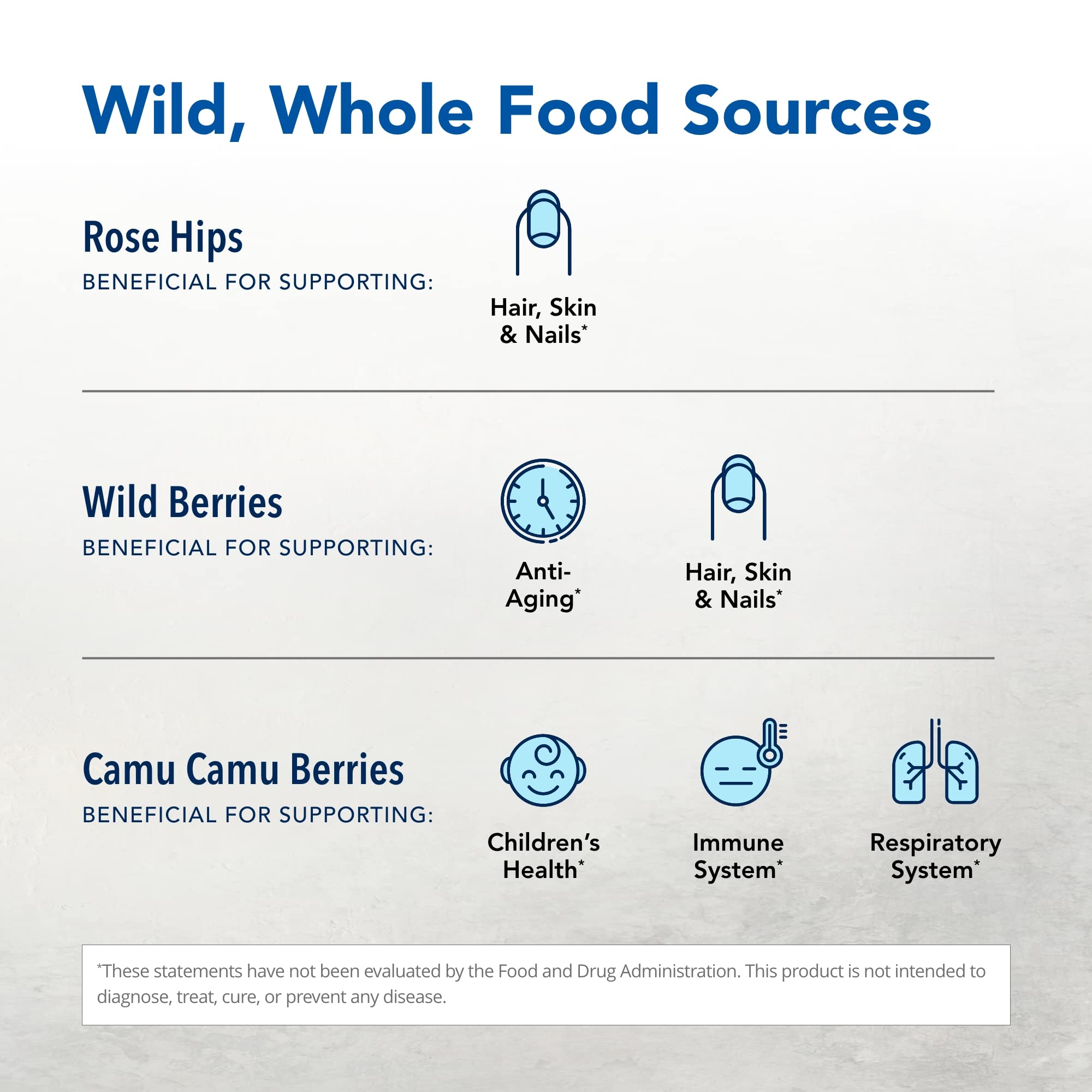Ingredients: camu camu berries, acerola cherry, rhus coriaria powder and rose hip powder
