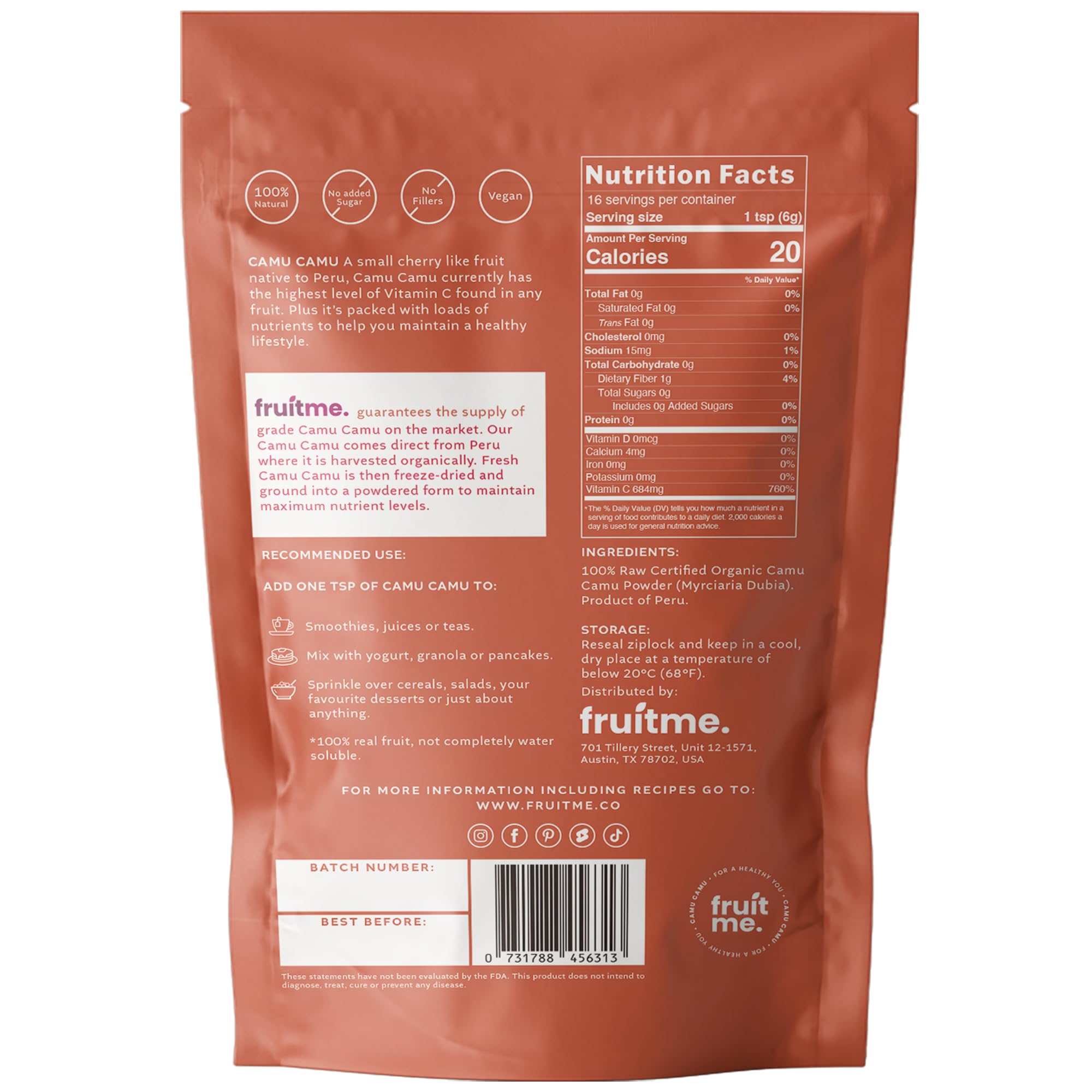 Camu Camu powder packaging 100g