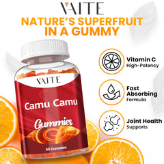 Close-up of orange Camu Camu Vitamin C Gummies