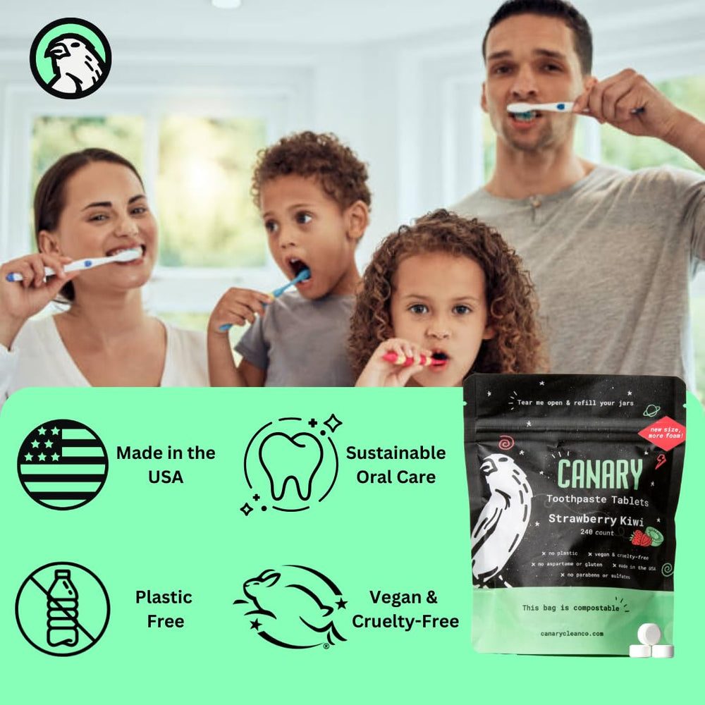 Tablet chew and foaming action for thorough cleaning