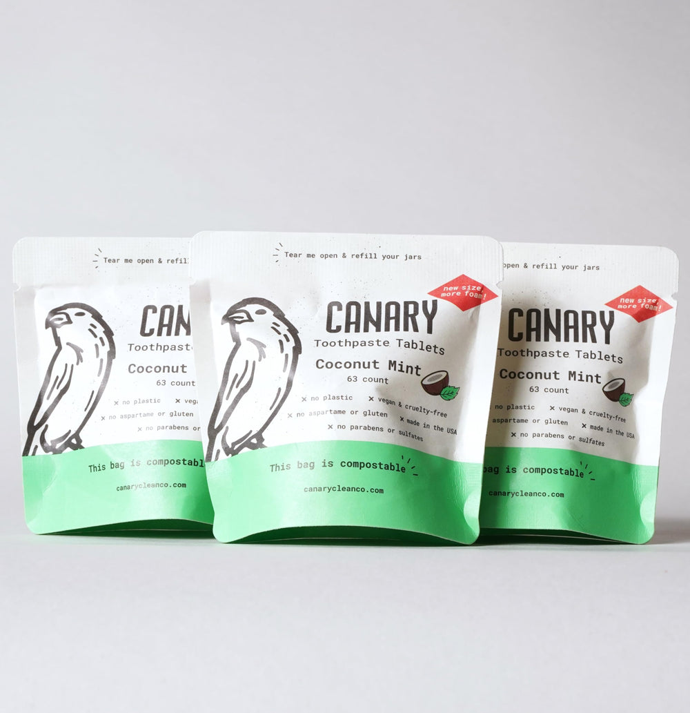 Canary Coconut Mint Nano Hydroxyapatite Toothpaste Tablets packaging