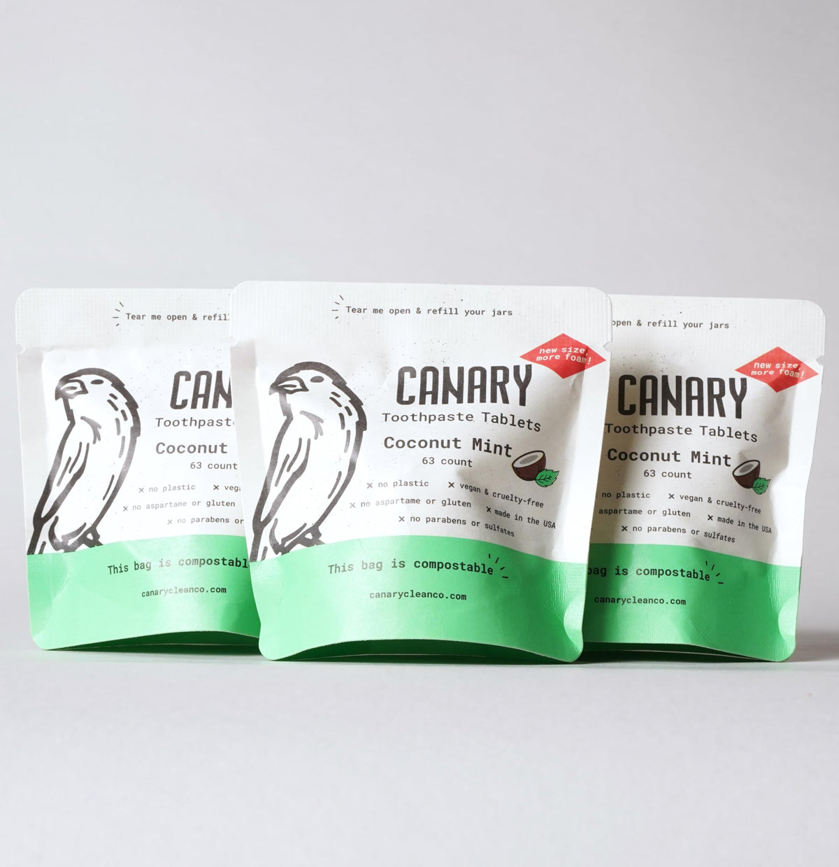 Canary Coconut Mint Nano Hydroxyapatite Toothpaste Tablets packaging