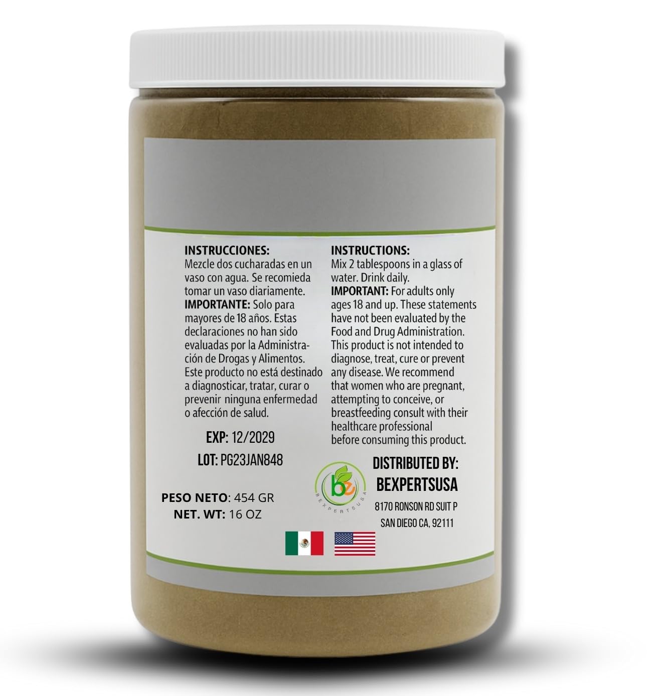 Canary seed milk bottle label highlighting 16 oz and vegan, non-GMO